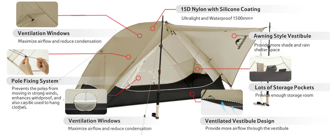 Naturehike Mongar UL 2-Person Ultralight Backpacking Tent