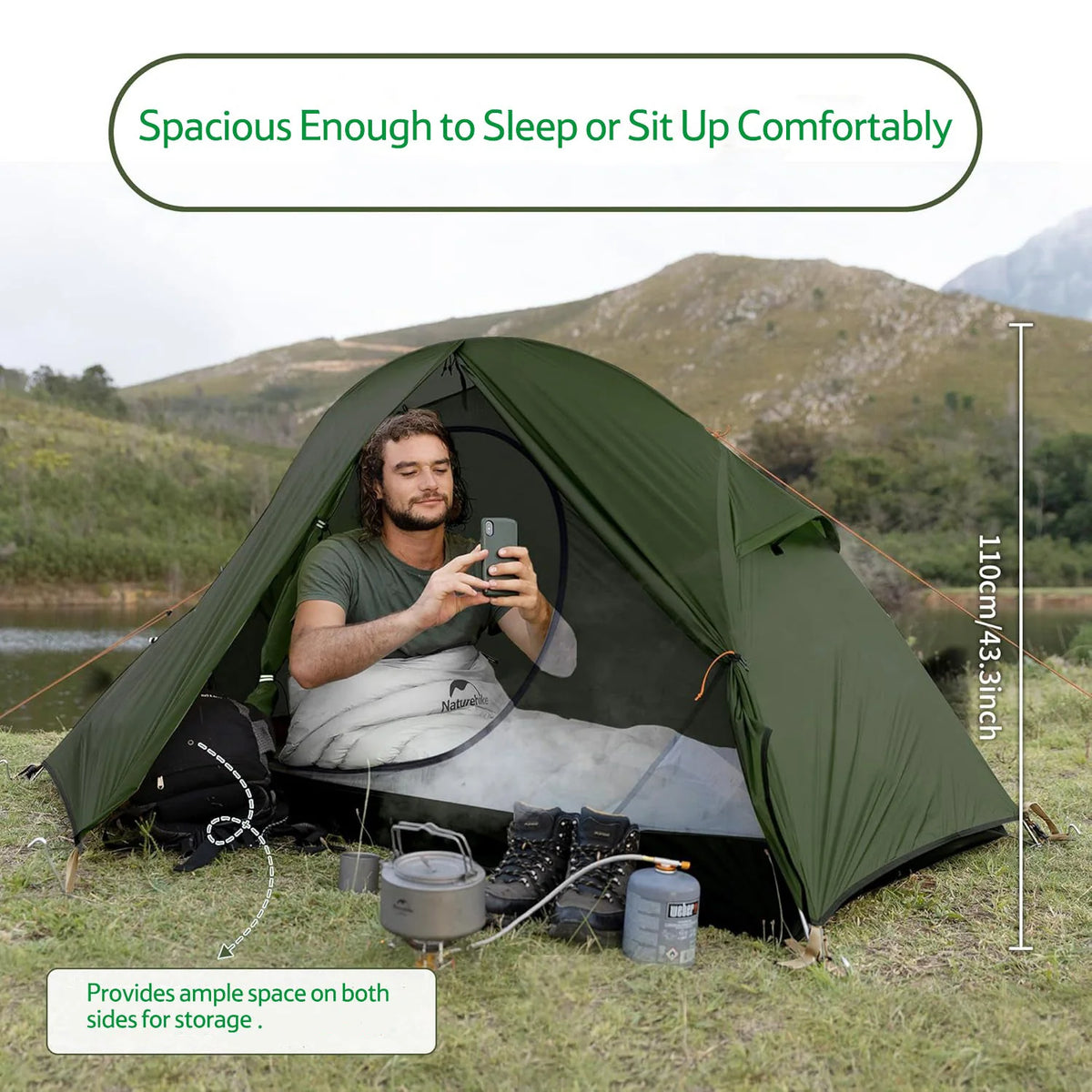 Naturehike Cloud Trek 1-Person Ultralight Bikepacking Tent