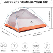 Naturehike Cloud Up Base 3-Person Backpacking Tent